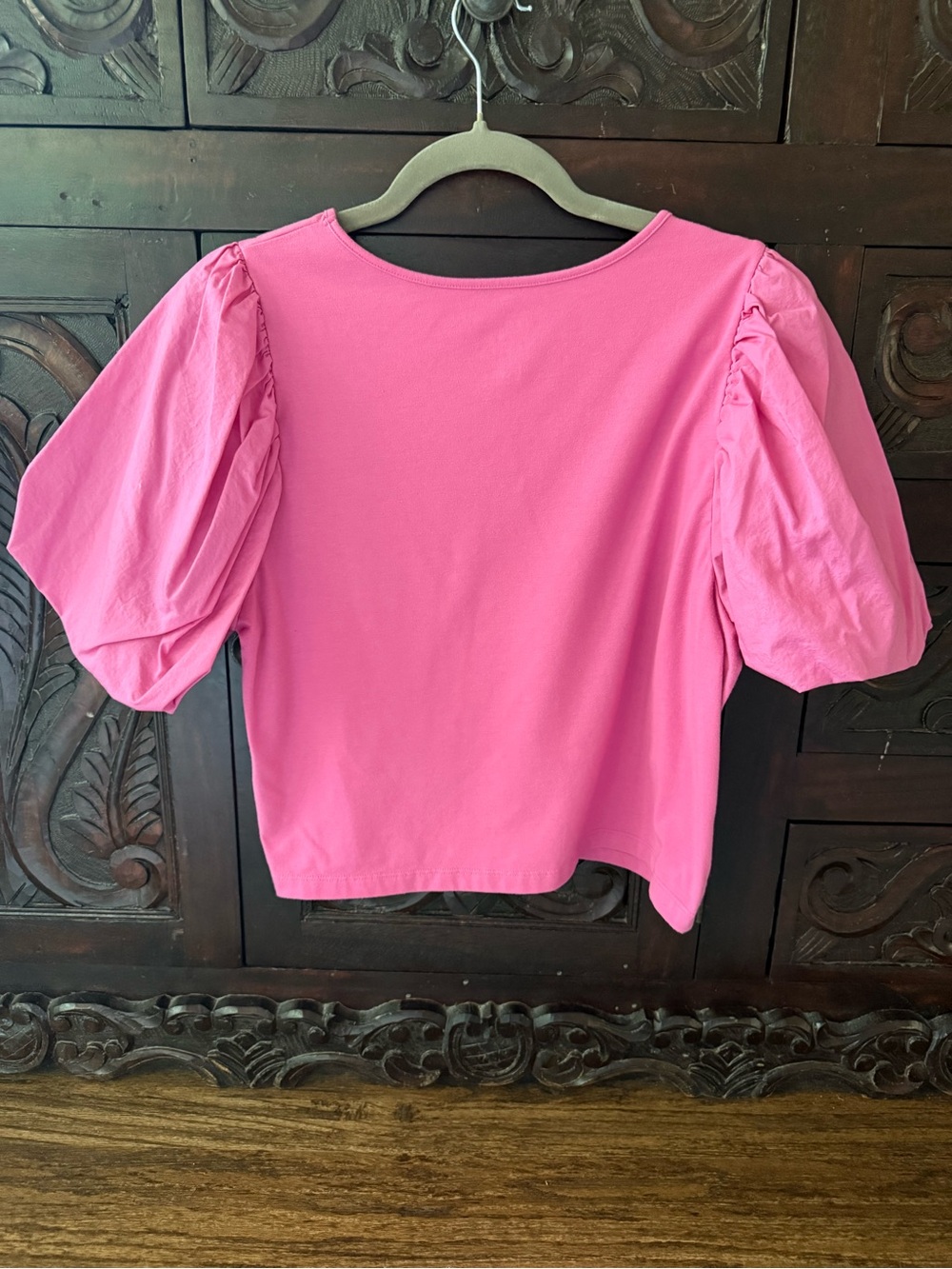 a new day Hot Pink Puff-Sleeve Crop Top - Picture 4 of 8